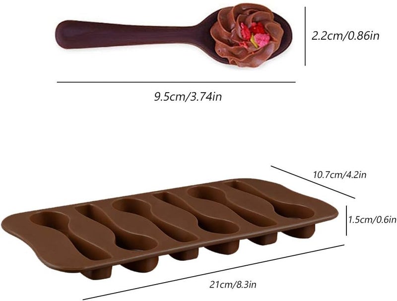 YuCool 4 Pack Spoon Molds Silicone for Chocolate Candy, Spoon Shape Chocolate Molds for DIY/Party/Holiday Decor-Red and Brown - Image 3