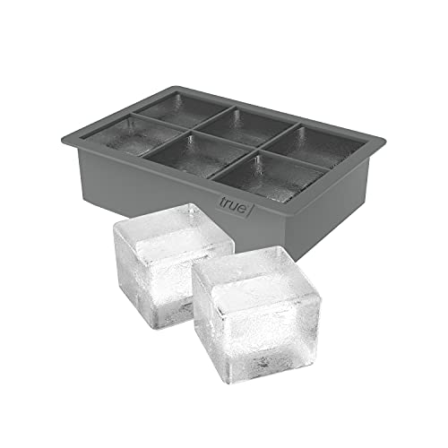True Colossal Ice Cube Tray, Extra Large Ice Cubes, Dishwasher Safe Flexible Silicone Ice Cube Tray, Makes 6 2 Inch Ice Cubes, Grey, Set of 1 - Image 1