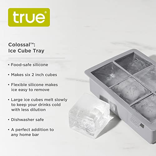 True Colossal Ice Cube Tray, Extra Large Ice Cubes, Dishwasher Safe Flexible Silicone Ice Cube Tray, Makes 6 2 Inch Ice Cubes, Grey, Set of 1 - Image 2