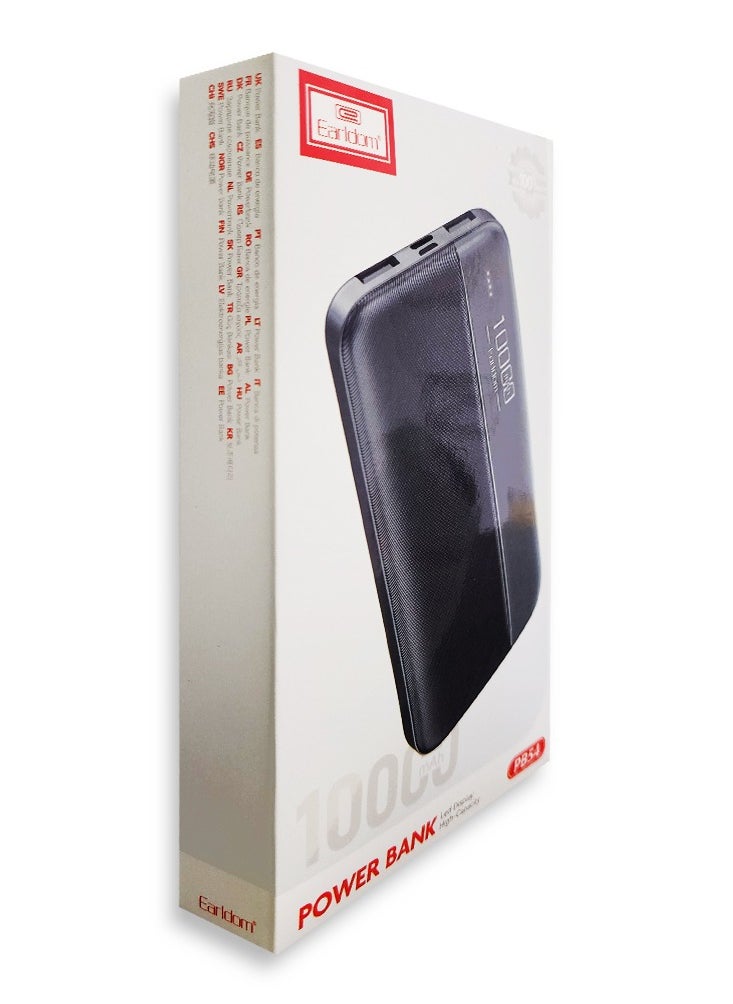 Earldom - Power Bank 10000mAh with USB Output Fast Charging ,  Black - PB54 - Image 1
