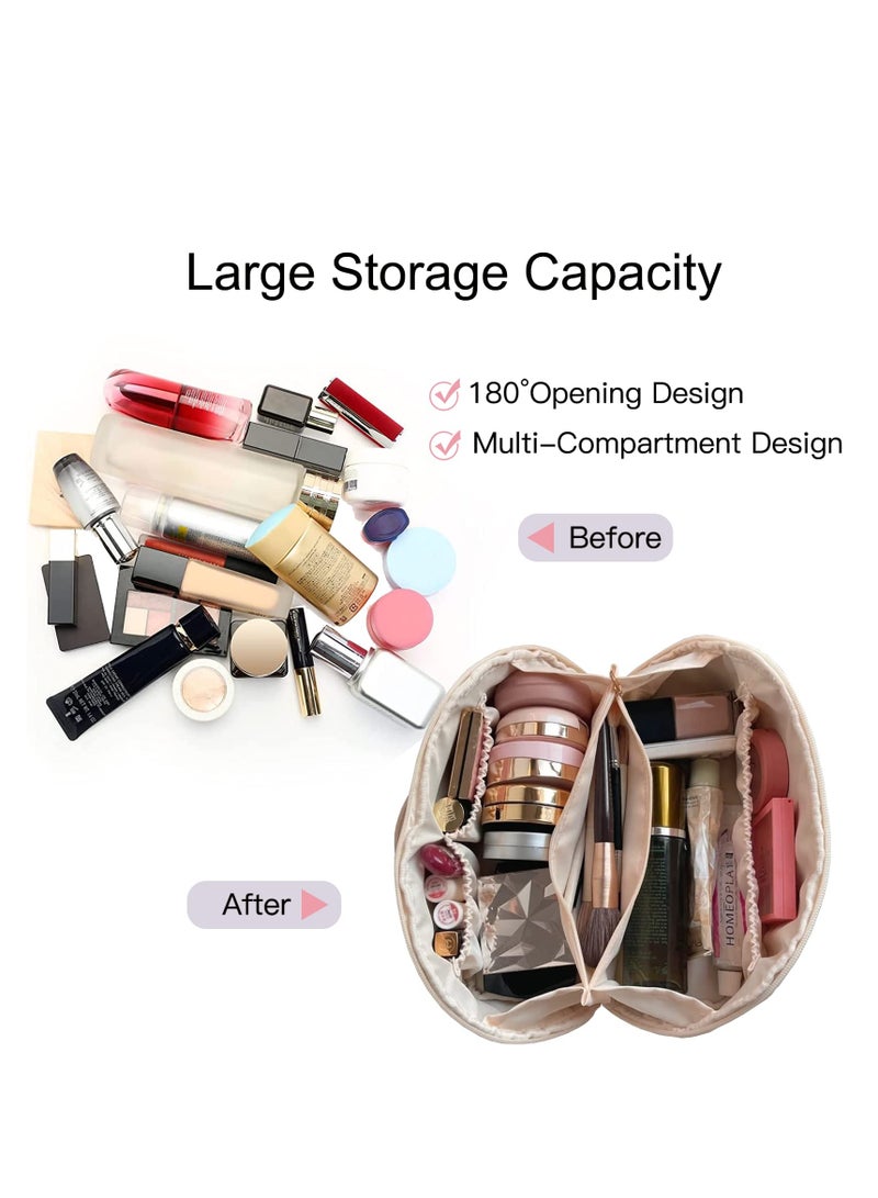 MIXDE Makeup Bag Travel Cosmetic Bags for Women Girls Zipper Pouch Makeup Organizer Waterproof (Quilted White) - Image 2