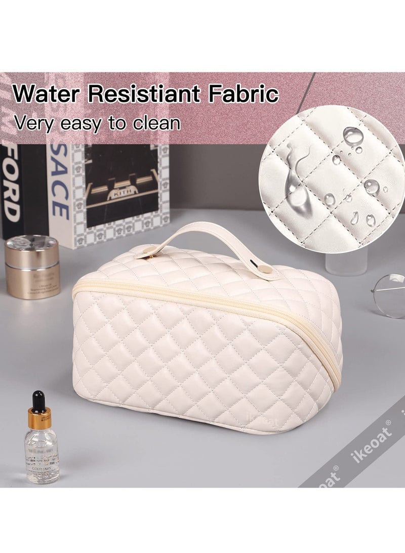 MIXDE Makeup Bag Travel Cosmetic Bags for Women Girls Zipper Pouch Makeup Organizer Waterproof (Quilted White) - Image 3