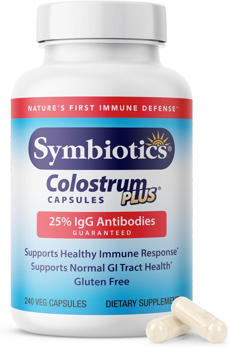 Symbiotics Colostrum Plus - 240 Veg Capsules with 25% IgG Antibodies - Image 1