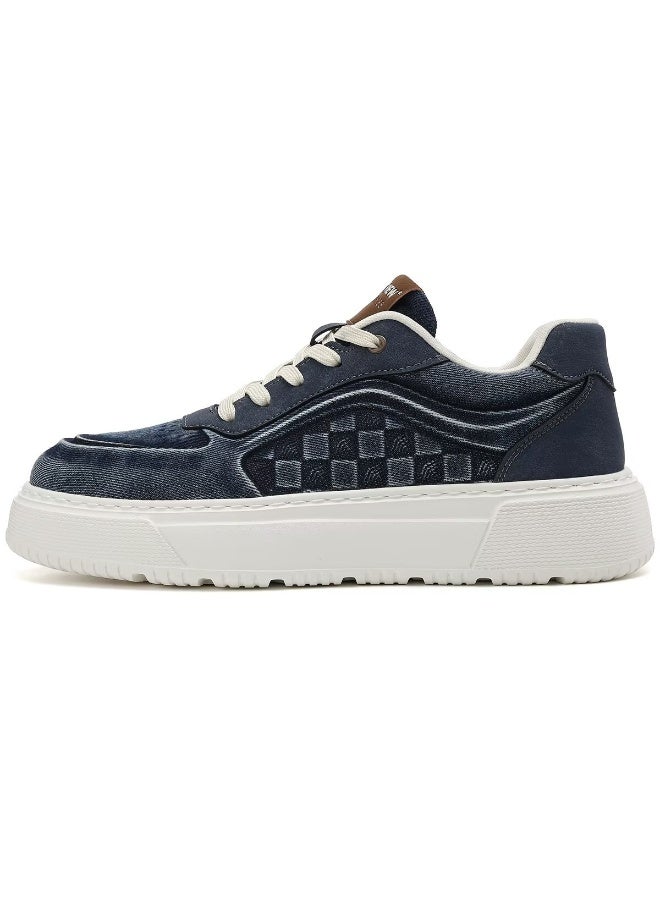Sky View SKY VIEW Men's Fashion Shoes Denim Vamp Casual Shoes For Men Non Slip Lace Up Platform Sneakers Cushioned And Lightweight Low Top Walking Shoes Blue-09  - Image 2