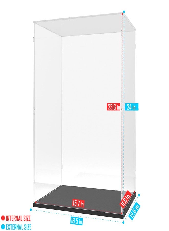 Choowin Acrylic Display Case for Zimomo Display for Labubu Display, 24 inch Tall Assemble Dustproof Display Box, Thickened Large Clear Display Cases for Collectibles Figures Dolls (Black Base) - Image 3