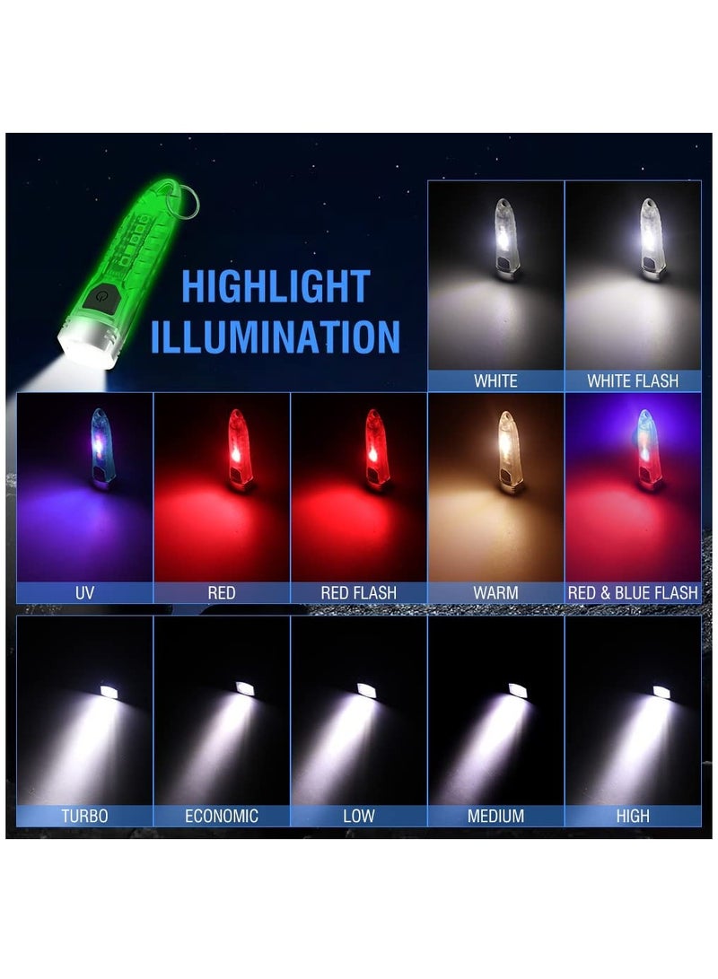 SOLARAE Mini Led Flashlight Keyring Torch USB Rechargeable Portable Keychain Flashlights IPX6 Waterproof 400 Lumens EDC Flashlights with 12 Modes for Camping, Hiking, Backpacking, and Daily Using - Image 5