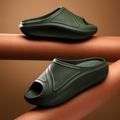 Hygear Unisex GE-1024 Olive Green Comfortable & Stylish Slip-On Slider UK/India-6 - Image 2