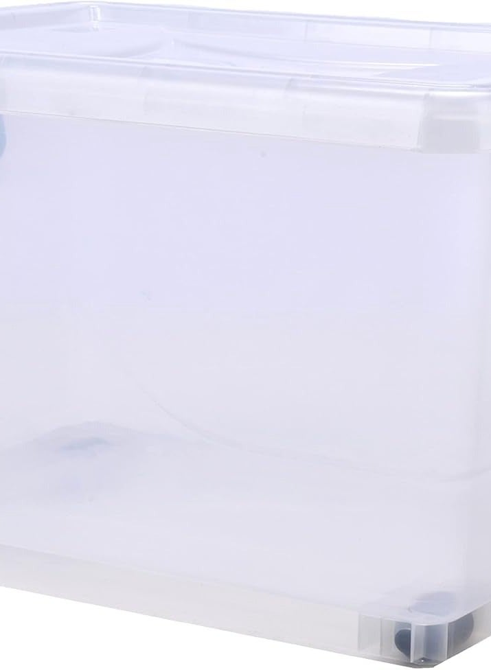 Raxoom 22L Clear Plastic Storage Box With Wheels & Lockable Lid, white - Image 1