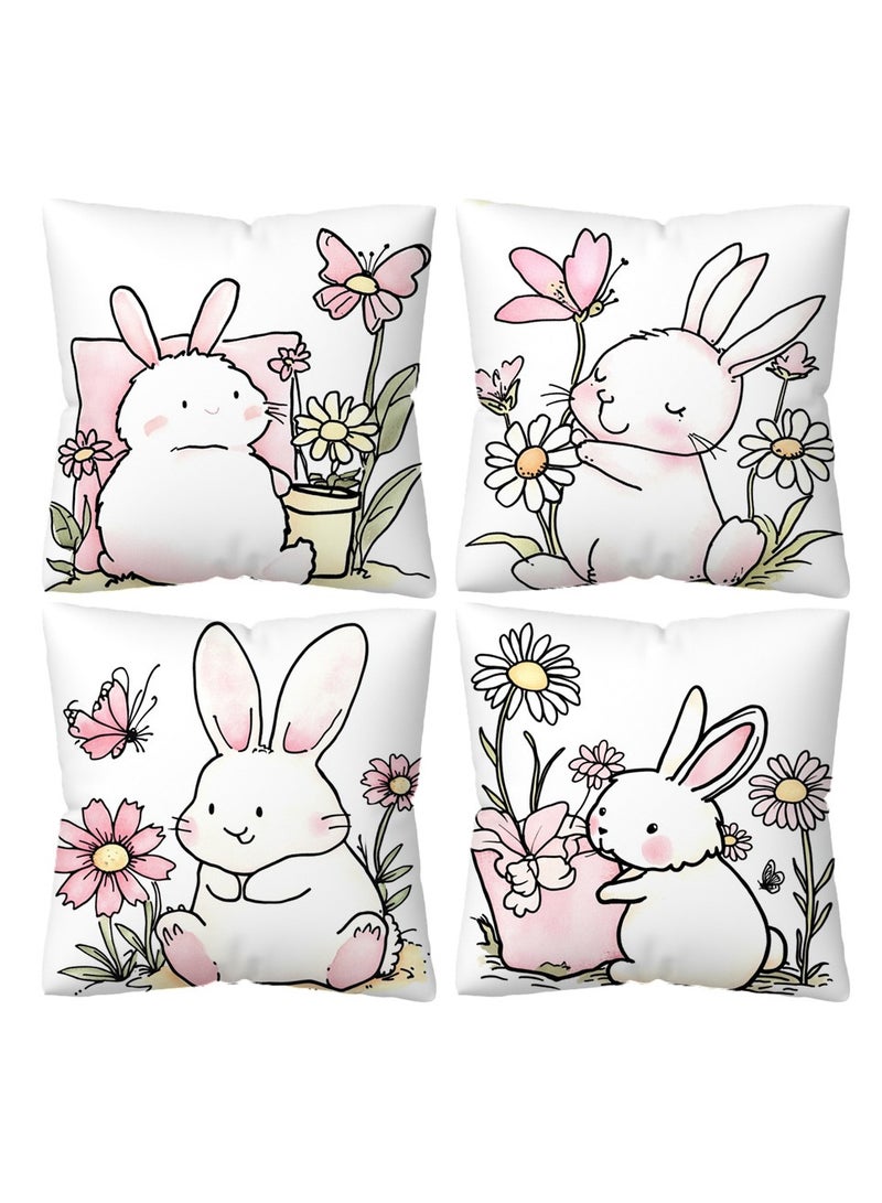 عام الغطاء الجلدي رباعي الحزمة، 18x18 بوصة، غطاء مخدة مربع من الكتان بطراز معاصر للأشكال الهندسية، ديكور منزلي للأريكة، السيارة، غرفة النوم، غرفة المعيشة. - Image 1