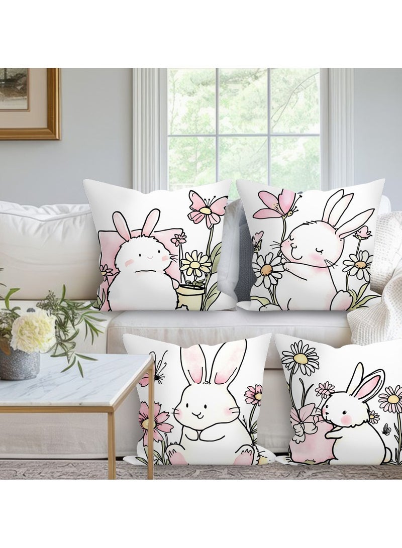 عام الغطاء الجلدي رباعي الحزمة، 18x18 بوصة، غطاء مخدة مربع من الكتان بطراز معاصر للأشكال الهندسية، ديكور منزلي للأريكة، السيارة، غرفة النوم، غرفة المعيشة. - Image 2