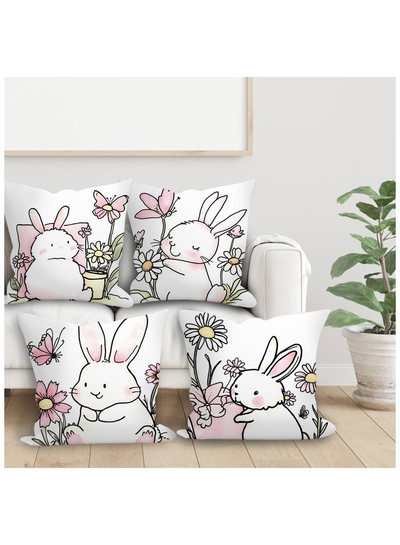 عام الغطاء الجلدي رباعي الحزمة، 18x18 بوصة، غطاء مخدة مربع من الكتان بطراز معاصر للأشكال الهندسية، ديكور منزلي للأريكة، السيارة، غرفة النوم، غرفة المعيشة. - Image 3