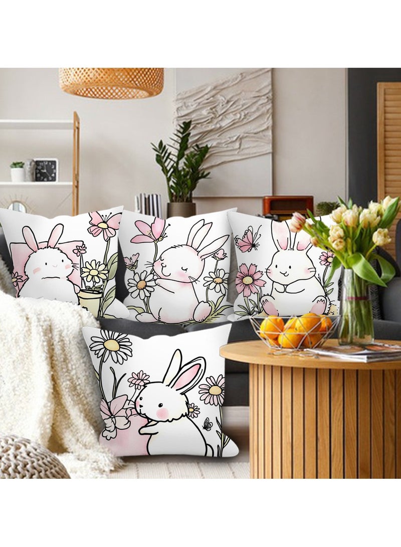 عام الغطاء الجلدي رباعي الحزمة، 18x18 بوصة، غطاء مخدة مربع من الكتان بطراز معاصر للأشكال الهندسية، ديكور منزلي للأريكة، السيارة، غرفة النوم، غرفة المعيشة. - Image 4