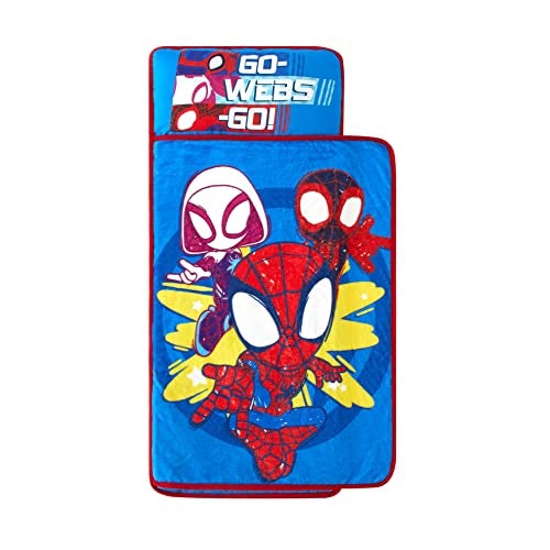 Idea Nuova Spidey and His Amazing Friends Toddler Quilted Nap Mat with Built in Blanket and Pillow 20 Wx46 L Spidey and Friends