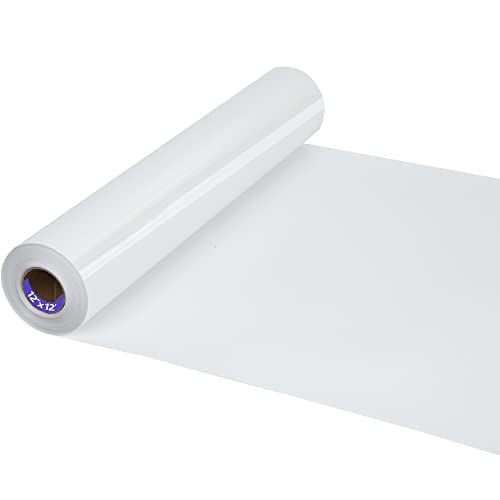 HTVVETUR HTV Iron on Vinyl 12Inch by 12ft Roll Heat Transfer Vinyl for T-Shirt HTV Vinyl Rolls for All Cutter Machine - Easy to Cut & Weed for Heat Transfer Design (12ft, White) - Image 1