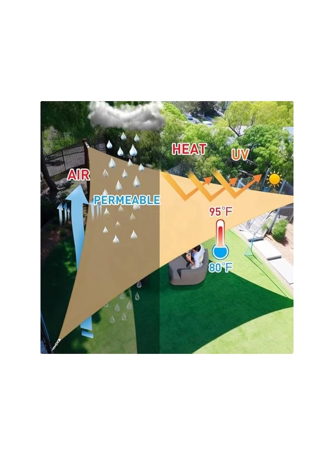 The Bros شراع ظل مثلث منحني 5م، قماش قابل للاختراق 160GSM، حجب 95% من الأشعة فوق البنفسجية - مثالي للفناء، الحديقة، البرجولا، الفناء الخلفي، المساحات الخارجية والفعاليات - Image 3