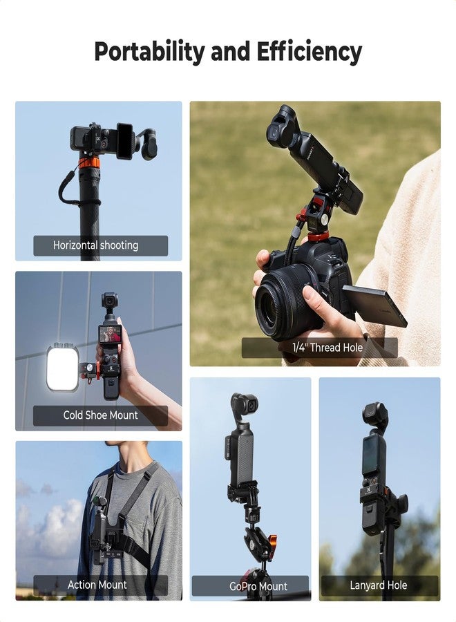 كيه آند إف كونسبت ملحقات إطار محول التوسيع من K&F Concept متوافقة مع DJI Osmo Pocket 3، قفص حماية لكاميرا الحركة مصنوع من سبائك الألومنيوم، حامل معدني بفتحات براغي 1/4 بوصة/محول GoPro/قاعدة تثبيت باردة - Image 4