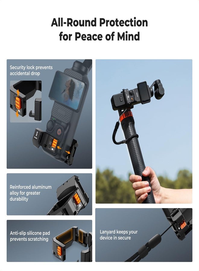 كيه آند إف كونسبت ملحقات إطار محول التوسيع من K&F Concept متوافقة مع DJI Osmo Pocket 3، قفص حماية لكاميرا الحركة مصنوع من سبائك الألومنيوم، حامل معدني بفتحات براغي 1/4 بوصة/محول GoPro/قاعدة تثبيت باردة - Image 3