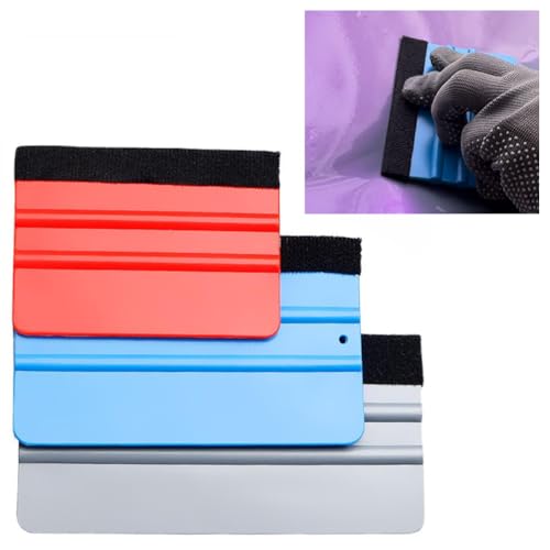 Hodaqe Felt Edge Squeegee Set 3Pcs Felt Squeegee Applicator Tool Scraper Tool Scraper for Window Tinting, Sign Making and Sticker Wrap Application Tools 4/5/6 Inch - Image 1
