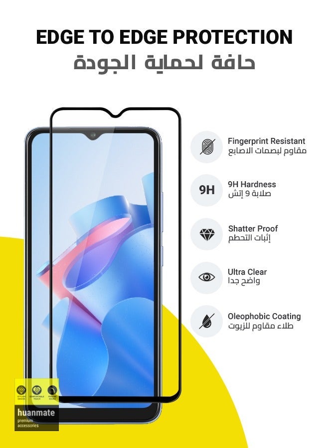 هووانميت واقي شاشة كامل من الحافة إلى الحافة لهاتف itel P40 أسود/شفاف - Image 2