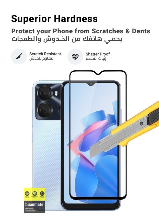 هووانميت واقي شاشة كامل من الحافة إلى الحافة لهاتف itel P40 أسود/شفاف - Image 3