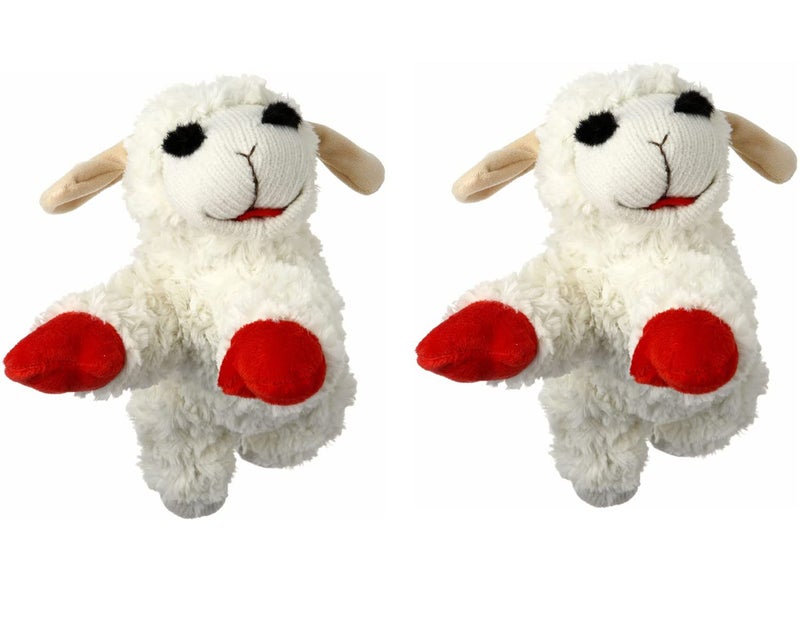 HDP Lambchop Plush Dog Toy 10 with Squeaker ColorWhite SizeSet of 2 - Image 2