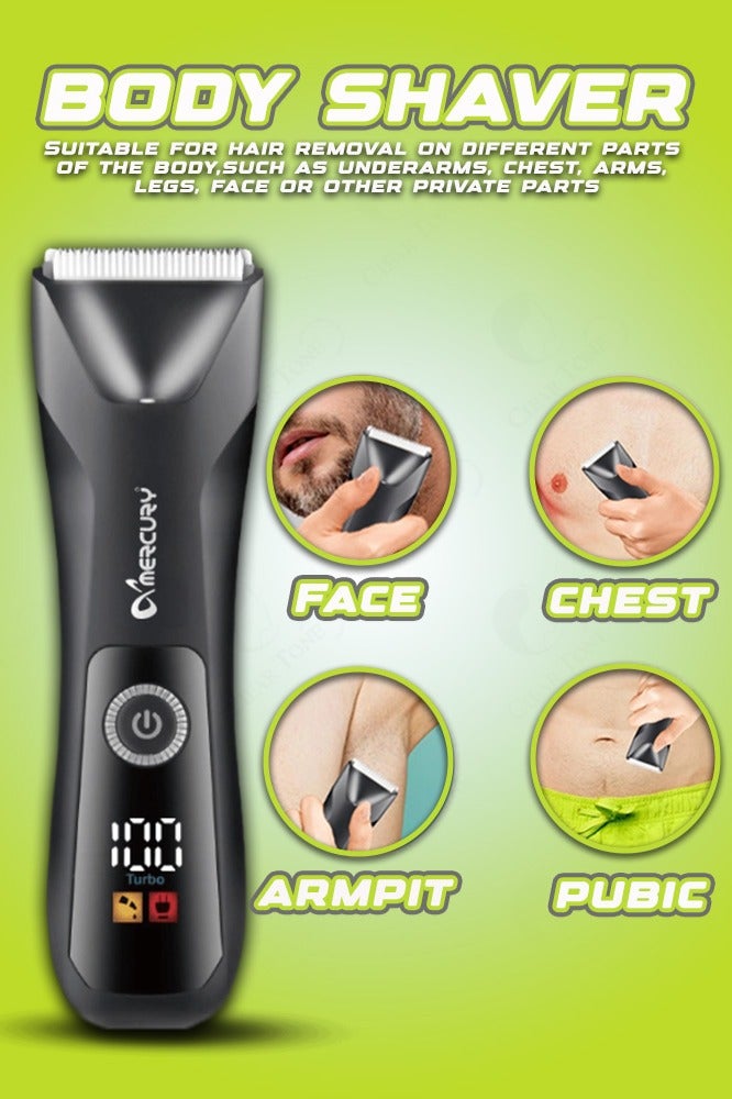 ميركيري ماكينة تشذيب الشعر والجسم اللاسلكية MC168 بشفرة قص سيراميك | محرك سبائك مضاد للاهتزاز | مدة تشغيل تصل إلى 90 دقيقة | بطارية ليثيوم 2000 مللي أمبير/ساعة | قابلة للغسل بمعيار IPX7 | شاشة LCD ذكية | شحن من النوع C وإضاءة LED لرؤية أفضل - Image 4