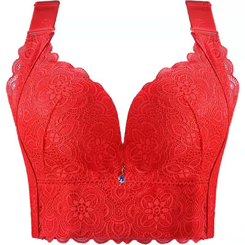 Focus On Plus Size Thin Lace Wireless Push-Up High Side Breast Collection Anti-Sagging Adjustable Top Support Underwear - Image 1