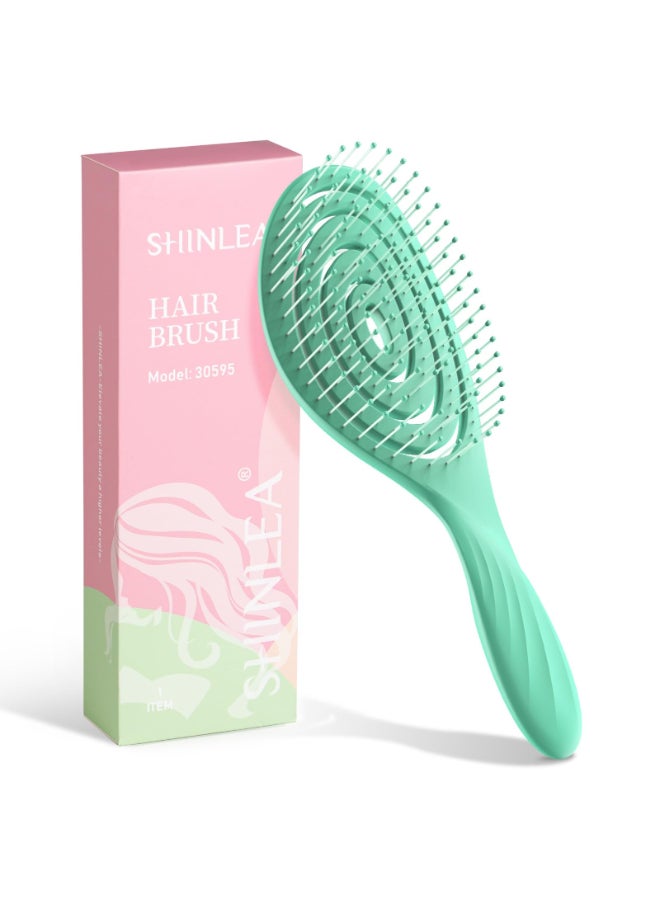 SHINLEA Hair Brush Detangle Anti Tangle Brush Spiral Hairbrush for Wet Dry Hair Women Men Kids Glide Through Tangles For All Hair Types Green - Image 2