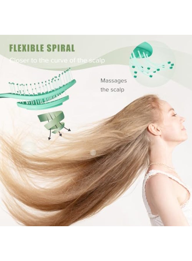 SHINLEA Hair Brush Detangle Anti Tangle Brush Spiral Hairbrush for Wet Dry Hair Women Men Kids Glide Through Tangles For All Hair Types Green - Image 3
