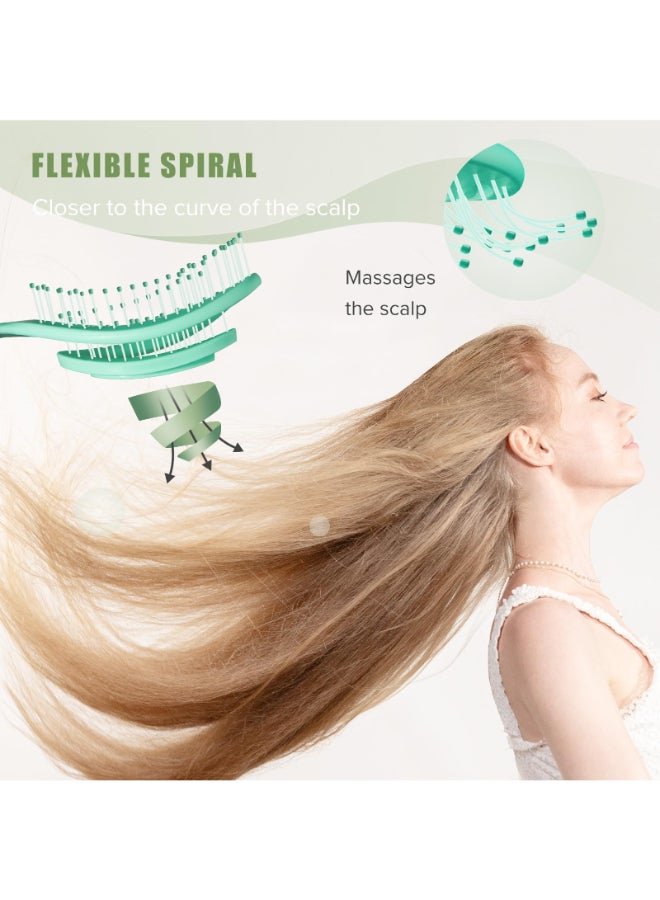 SHINLEA Hair Brush Detangle Anti Tangle Brush Spiral Hairbrush for Wet Dry Hair Women Men Kids Glide Through Tangles For All Hair Types Green - Image 4