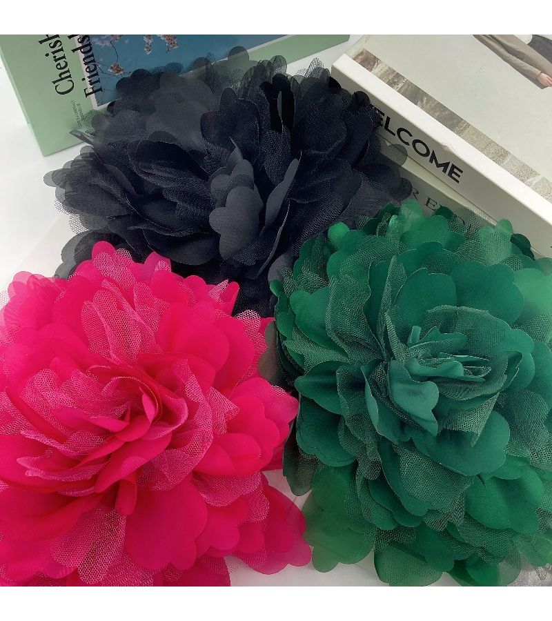 Rose Red 22Cm Handmade Chiffon Large Flower Corsage Hair Accessory Korean Style Shoes Hat Clothing Embellishment - Image 1