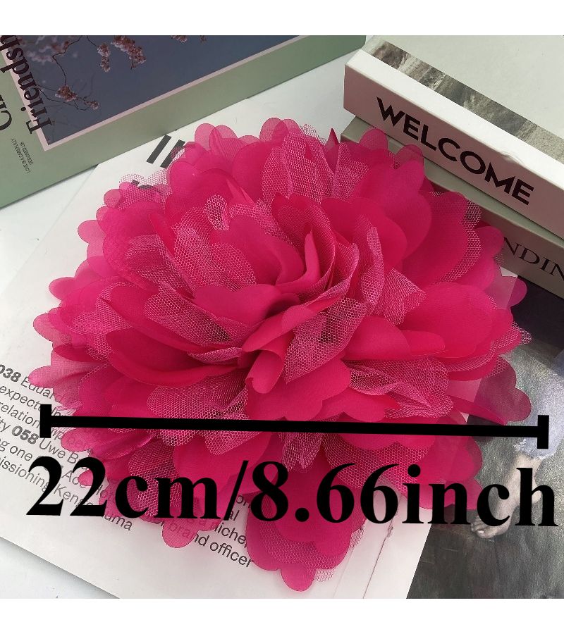 Rose Red 22Cm Handmade Chiffon Large Flower Corsage Hair Accessory Korean Style Shoes Hat Clothing Embellishment - Image 3