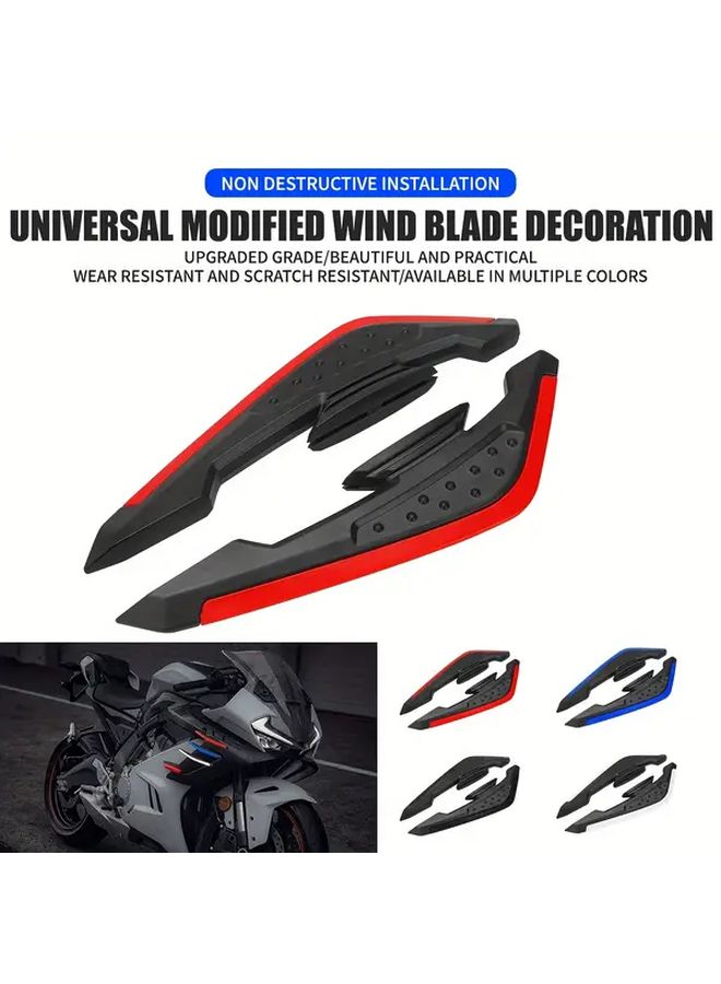2pcs Red Motorcycle Wind Blades Side Wing Air Disturbance Stickers Universal Car Panel Decorative Air Guide Fins Fairing Suitable For Automobile Exterior Accessories - Image 3