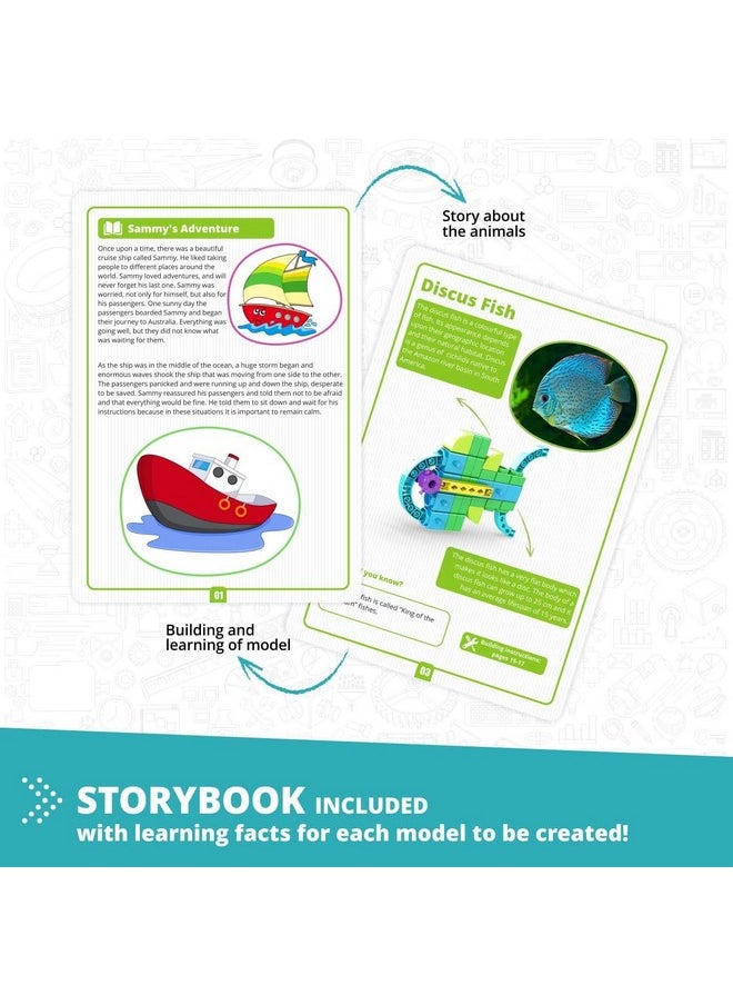 Engino Engino: STEAM Labs Junior: Learning About…Sea Adventur - 5 Model Toy Brick Building Set, Facts Storybook & Number Activities, Stack & Click, Kids 3+  - Image 3