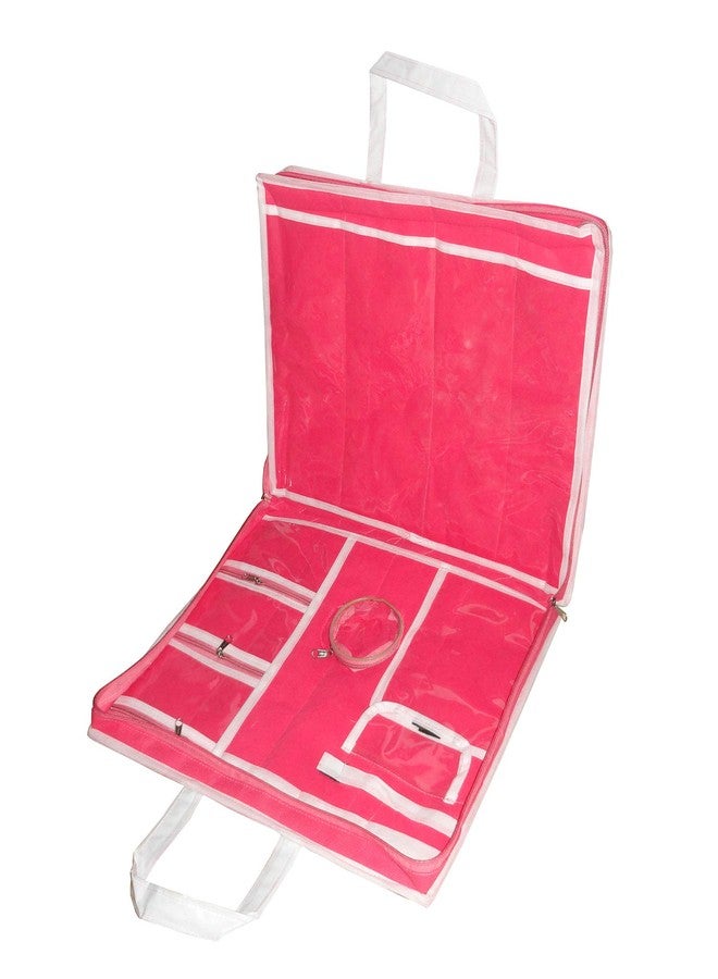 atorakushon® Non Woven Pink 2 Piece Multipurpose Make-Up Pouch Travelling Jewellery Bridal Kit Necklace Pouches for Women and Girls - Image 3