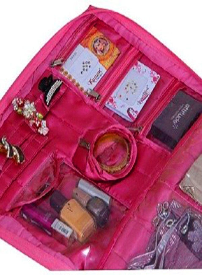 atorakushon® Non Woven Pink 2 Piece Multipurpose Make-Up Pouch Travelling Jewellery Bridal Kit Necklace Pouches for Women and Girls - Image 4