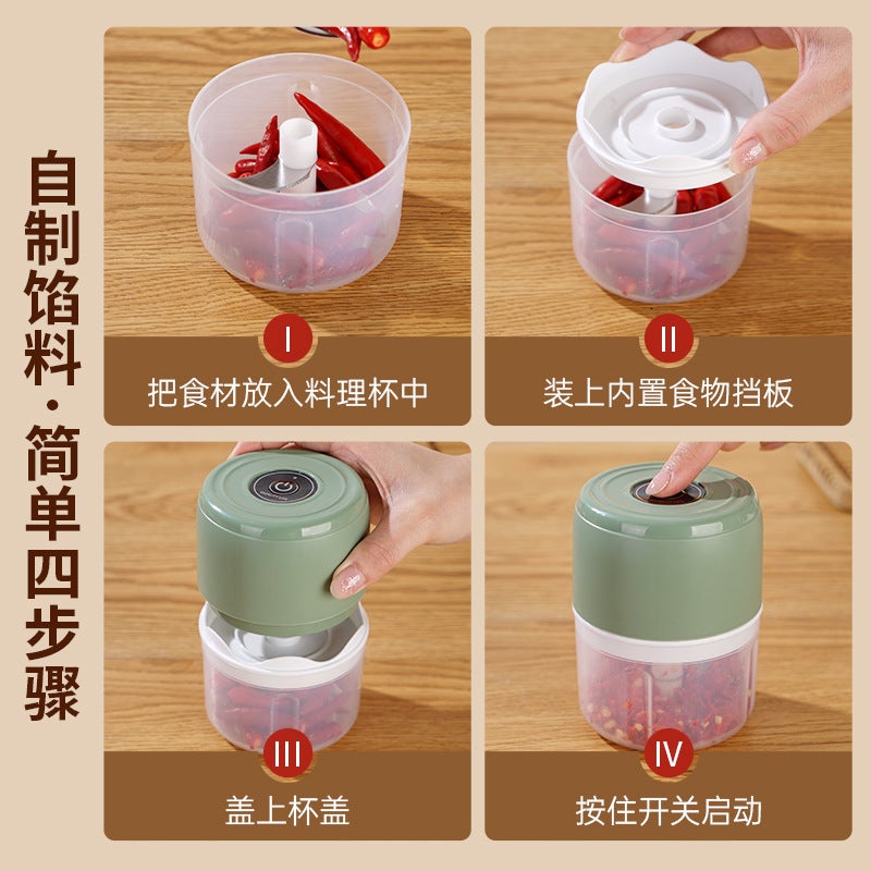 Electric Pestle, Household Garlic Press, Food Supplement Cooking Machine, Wireless Mini Garlic Masher, Garlic Machine - Image 3