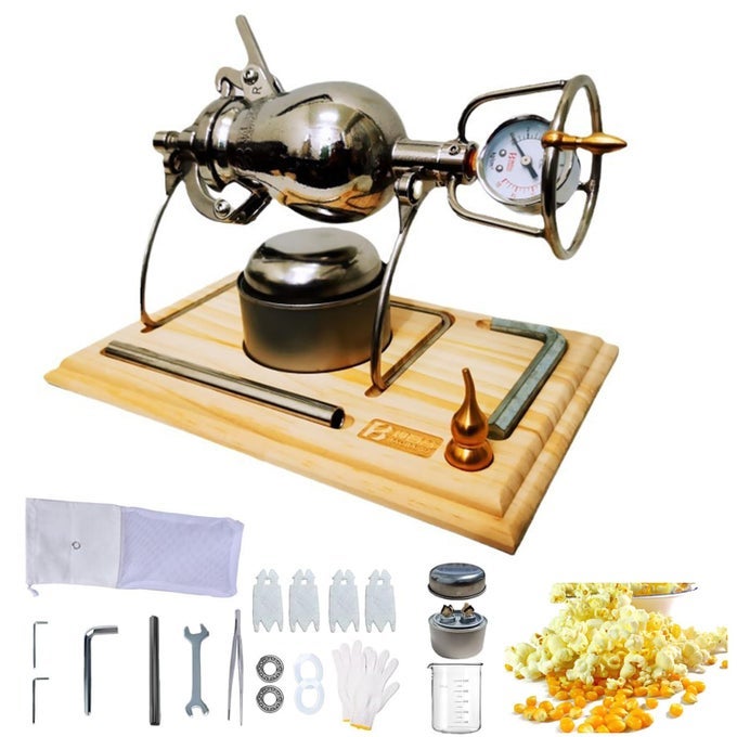 HAND POPCORN MAKER POPCORN MACHINE HAND POPCORN CANNON 304 STAINLESS STEEL POPCORN MACHINE HOME RETRO HIGH PRESSURE POPCORN MAKER PUFFED RICE MAKER FOR HOME PARTY 260ML