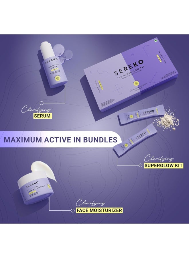 Sereko Advanced Active Vitamin C Skin Regime Kit Combo | Clarifying Vitamin C Face Moisturiser 50 ml, Clarifying Serum 30 ml & Super Glow Kit Collagen Powder - 30 Sachet x 4g - Image 2