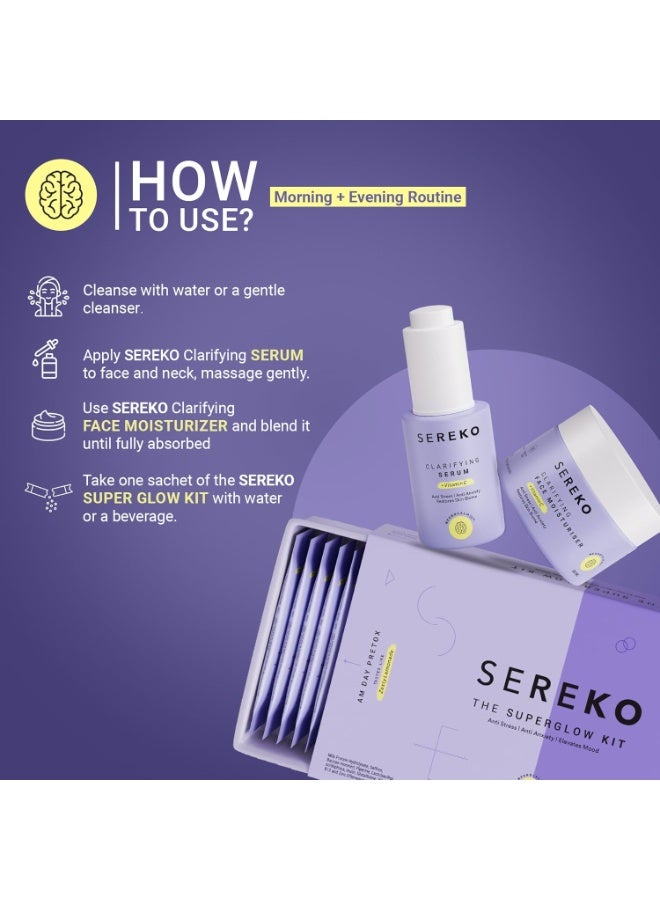 Sereko Advanced Active Vitamin C Skin Regime Kit Combo | Clarifying Vitamin C Face Moisturiser 50 ml, Clarifying Serum 30 ml & Super Glow Kit Collagen Powder - 30 Sachet x 4g - Image 4