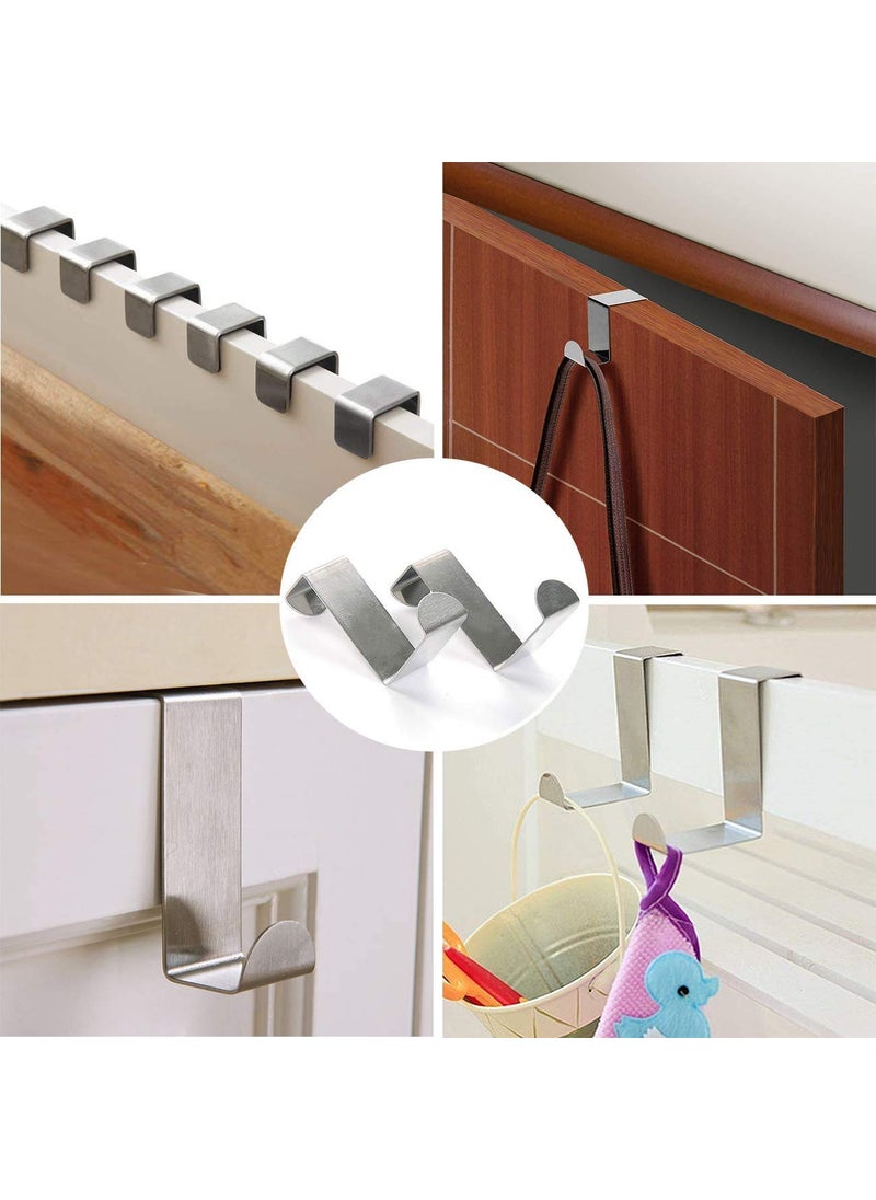 Lukzer Lukzer Set of 8 Over Door Rack Heavy Duty Reversible Brushed Stainless Steel Hook  - Image 2