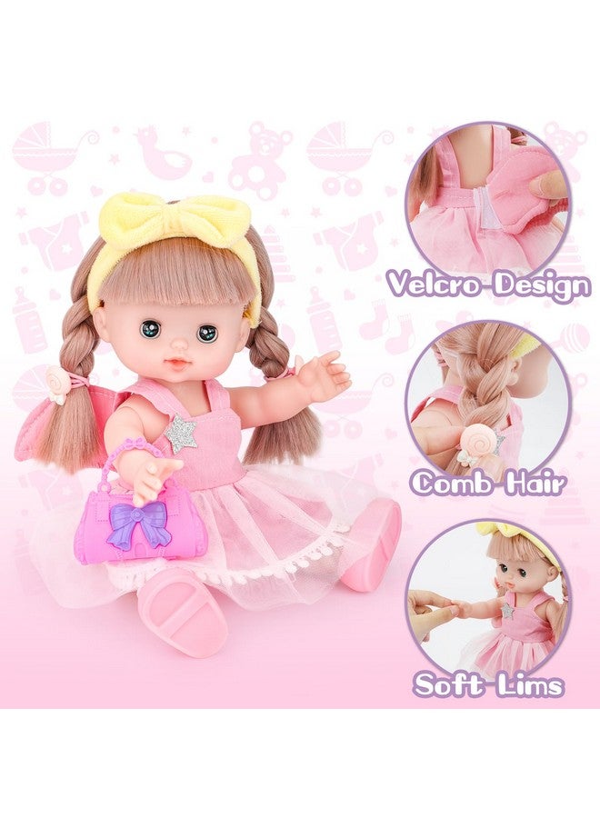 deAO عربة أطفال مع دمية مقاس 12 بوصة، مجموعة لعب دور دمية أطفال مقاس 12 بوصة مع عربة أطفال قابلة للطي، 16 قطعة من ملحقات دمية الأطفال، مجموعة لعب حضانة الدمى للأطفال من سن 3 إلى 4 سنوات و5 إلى 6 سنوات - Image 4