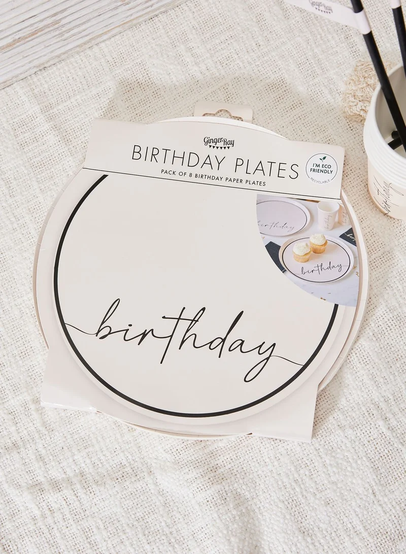 Ginger Ray Plate - Birthday - Nude And Black