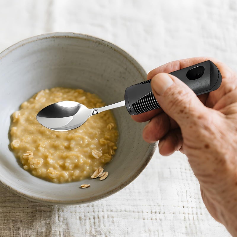 Stainless Steel Adaptive Cutlery Set with Non Slip Handles for Parkinsons and Hand Tremors Weighted Silverware Eating Aids - Image 4