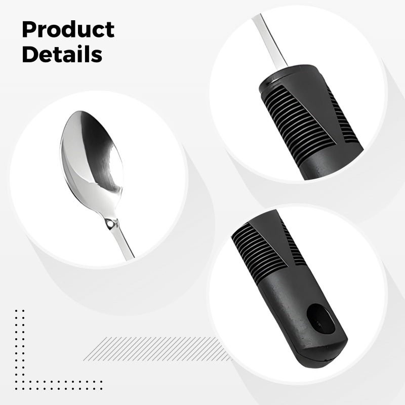 Stainless Steel Adaptive Cutlery Set with Non Slip Handles for Parkinsons and Hand Tremors Weighted Silverware Eating Aids - Image 5