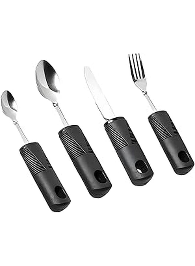 Stainless Steel Adaptive Cutlery Set with Non Slip Handles for Parkinsons and Hand Tremors Weighted Silverware Eating Aids - Image 1