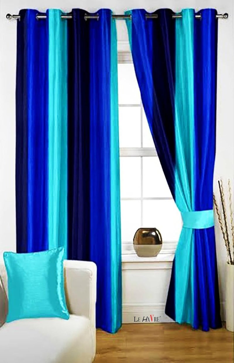 Milan Italian Curtain 7D Hybrid Printed Set of 2 Multi Color, Door- 4ft x 7ft,(Navy, SkyBlue & Aqua) - Image 3