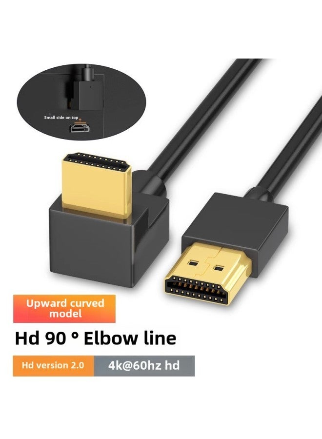 Elbow HDMI Hd Line Video Line Left Bend Right Bend Up Bend Down HDTV Line Set Top Box TV Cable 4K-Color:Bend Down To Straight Head Black-Line Length:0.5M