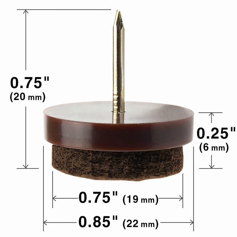 X-Protector Nail-on Felt Pads X-PROTECTOR 40 PCS - 0.85" Felt Furniture Pads - Brown Chair Leg Floor Protectors - Nail in Furniture Pads for Furniture Legs - The Best Felt Chair Pads for Hardwood Floors (22mm)! - Image 3