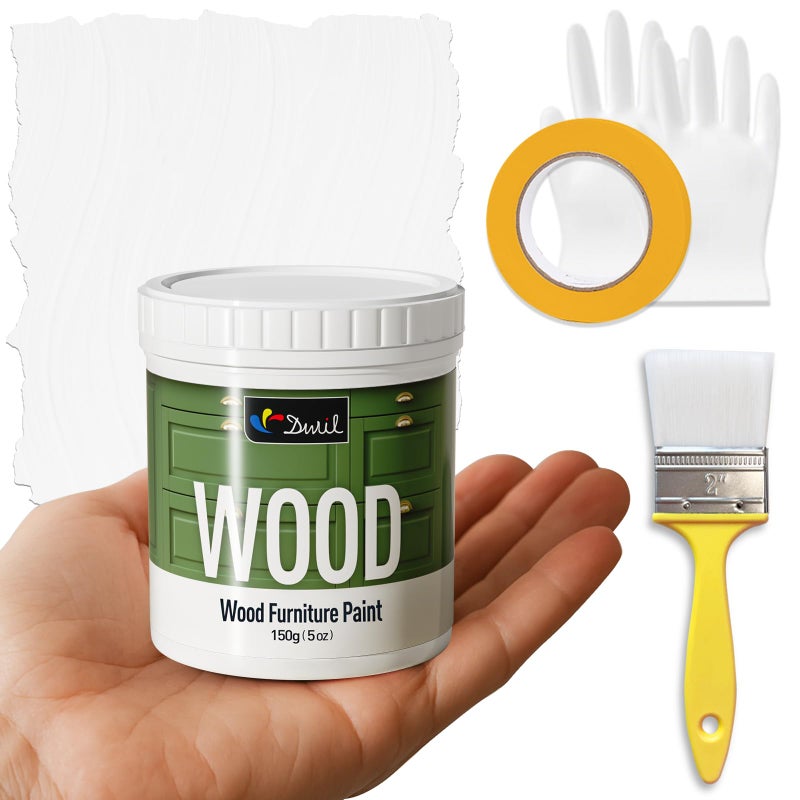 DWIL Matte Finish Furniture Paint - 5 Oz All-in-One Kit for Cabinets, Doors, Tables, and Dressers Refinishing - Water-Based, Non-Toxic & Odorless, Easy to Apply(White) - Image 1